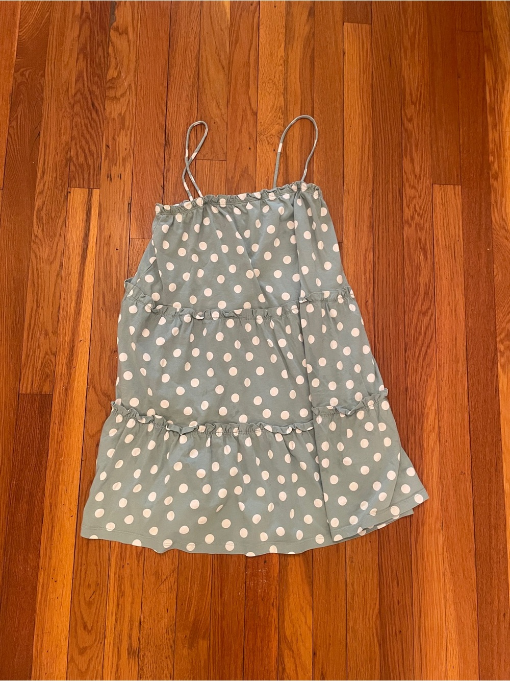 ASOS Light Teal Polka Dot Tiered Tank Dress